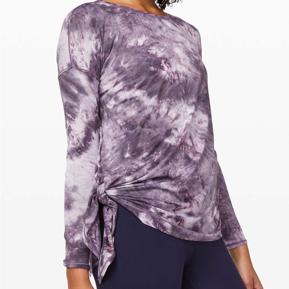 Lululemon To The Point Long Sleeve Diamond Dye Glacier Grey Moonwalk Size 8